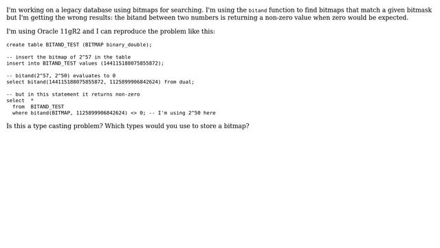 Databases: Oracle bitand inconsistent behaviour смотреть онлайн