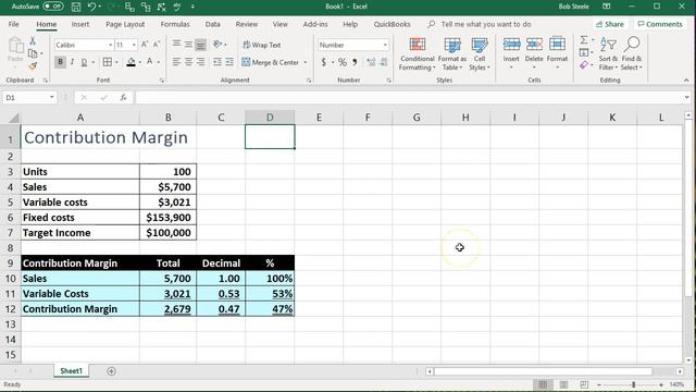 Contribution Margin - Excel Worksheet смотреть онлайн