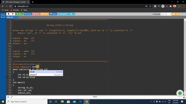 string within a string Coding Solution in C++ | Nagarro Coding Test Questions Solutions смотреть онлайн