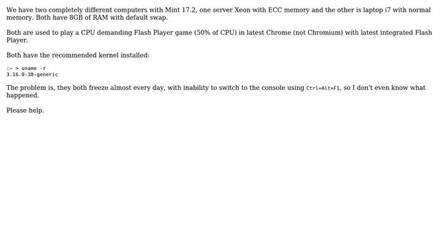 Unix & Linux: Inability to switch to the console using Ctrl+Alt+F1 when Mint freezes смотреть онлайн