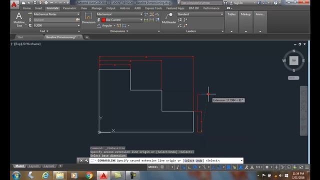 AutoCAD I 17-12 Baseline Dimensioning смотреть онлайн
