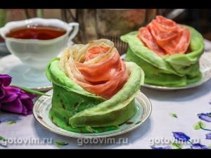 Блинный торт «Роза» с заварным кремом