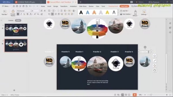 How to Create a Carousel Effect Using Morph Transition in WPS - The Iconium Template Series
