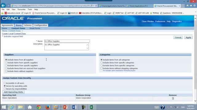 Oracle iProcurement Schema Creating Local Conten Zone 01 смотреть онлайн