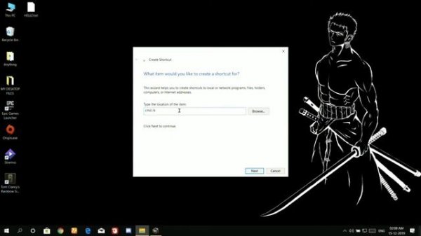 How to create a shortcut for single ping cmd command