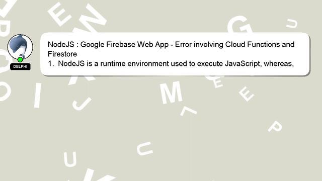 NodeJS : Google Firebase Web App - Error involving Cloud Functions and Firestore смотреть онлайн