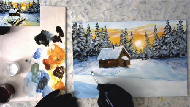 Художники от слова ХОРОШО! Дом у реки. Акрил.The house by the river. Acrylic. смотреть онлайн