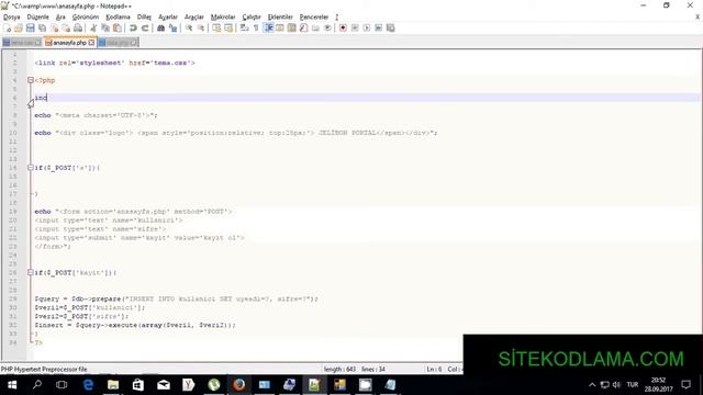 PHP PORTAL KODLAMA DERS 2 KULLANICI KAYIT İŞLEMİ смотреть онлайн