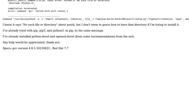 Error with gcc installing psutil (and it's dependants) with pip (2 Solutions!!) смотреть онлайн