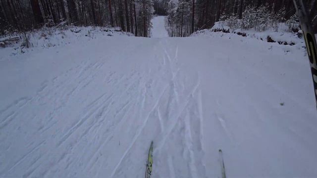 Спуск на беговых лыжах смотреть онлайн