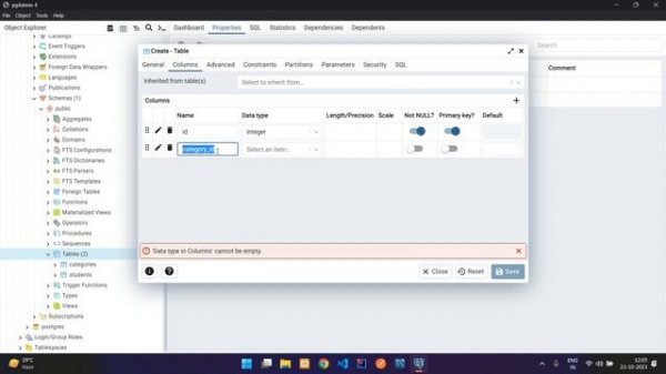 Creating Relationship between two tables in PostgreSQL | Set Primary key & Foreign key using pgAdmi