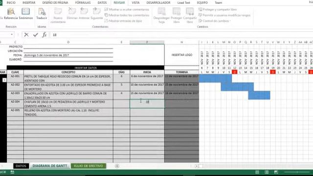 DIAGRAMA DE GANT Y FLUJO DE EFECTIVO EN EXCEL (PROGRAMACION DE OBRA) смотреть онлайн