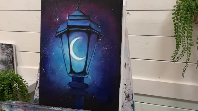 How To Paint: “MOON LANTERN” ?♂️? acrylic Painting Tutorial смотреть онлайн