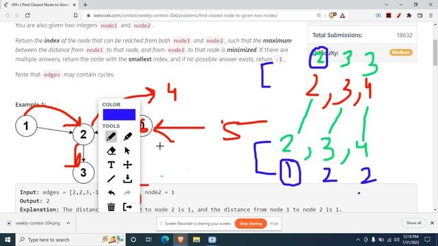 2359 Find Closest Node to Given Two Nodes | Leetcode Weekly contest 304 смотреть онлайн