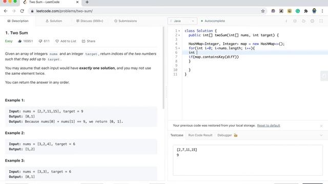Two Sum Java Solution with Time and Space Complexity смотреть онлайн