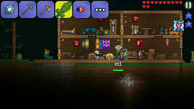 Terraria достроили халупу глаз Ктулху и упал метеорит смотреть онлайн