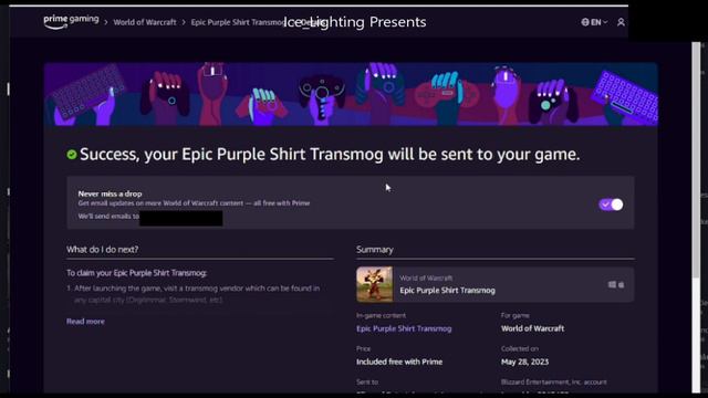 Prime Gaming Loot - Epic Purple Shirt - Ends Jun 29th - Free with an Azamon Prime Account смотреть онлайн