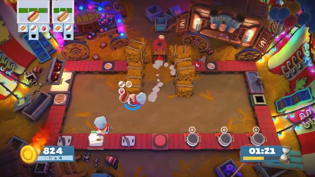 Overcooked2 [world Record] Carnival Of Chaos 1-4 Score 2012(solo)(no Prepare)