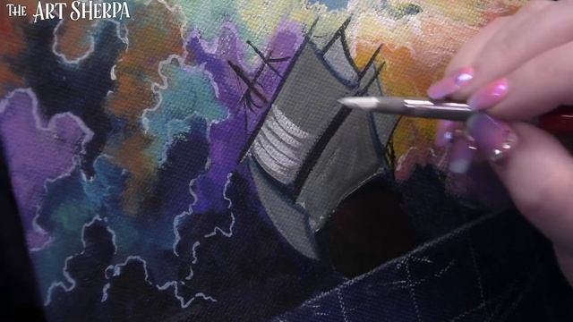 Ship in Storm Daily Painting Step by step Acrylic Tutorials Day 30 #AcrylicApril2020 смотреть онлайн