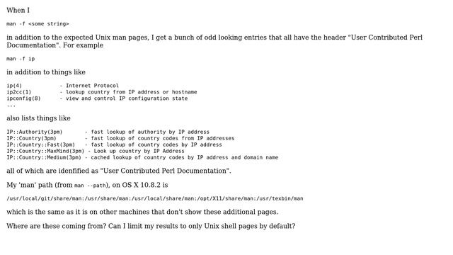 Unix & Linux: Why does "User Contributed Perl Documentation" show up when I look for 'man' pages? смотреть онлайн
