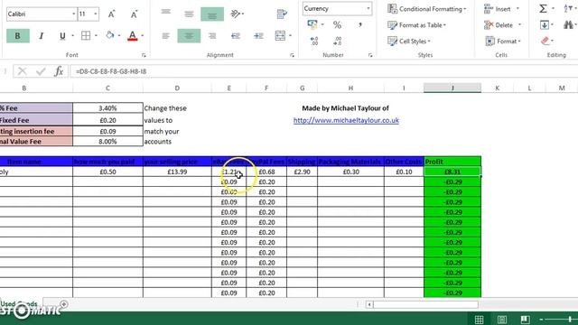 eBay and PayPal Excel spreadsheet with free download. смотреть онлайн