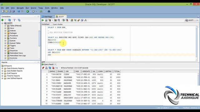 SQL-Multiple Conditions|SQL Tutorials for Beginners Part 15(in Hindi)|#Technical Aashique смотреть онлайн