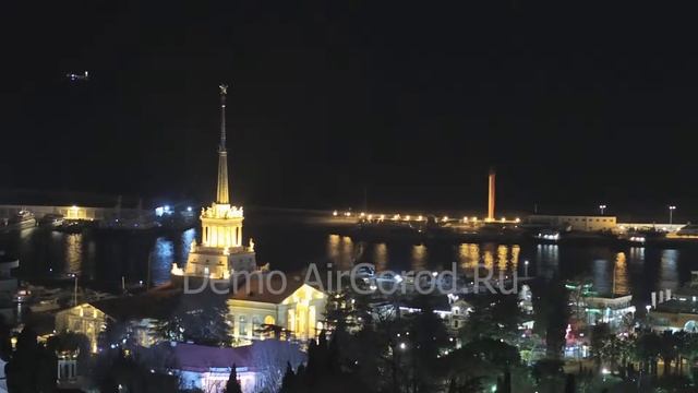 Сочи. Морской вокзал. Ночная аэросъемка смотреть онлайн