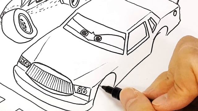 How to draw LIGHTNING McQUEEN's three-way tie with Strip The King Weathers and Chick Hicks in CARS смотреть онлайн