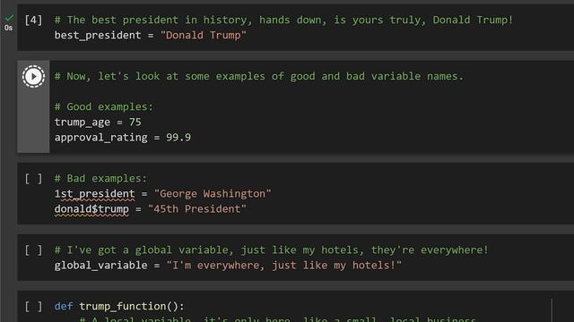 Trump Teaches you Python: Variables & Assignments смотреть онлайн
