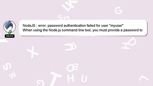 NodeJS : error: password authentication failed for user "myuser" смотреть онлайн