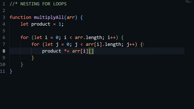 Nesting For Loops JavaScript Example No. 1 смотреть онлайн