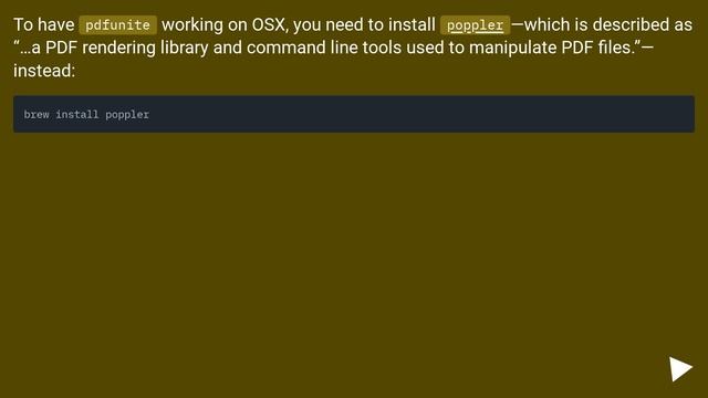 No available formula for “pdfunite” in Homebrew? смотреть онлайн