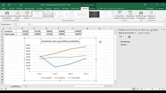 Excel - 1 Basique - Cours Graphique simple - courbe смотреть онлайн