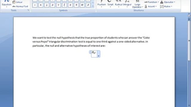 Inserting expressions for null and alternate hypotheses in Microsoft Word смотреть онлайн