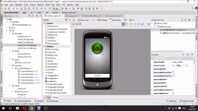 Android Studio simple Hello World Flashlight Tutorial (Part 1 - Design XML) Deutsch/German смотреть онлайн