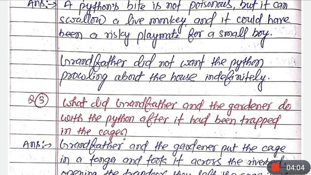 The Conceited Python | Question Answer | By Ruskin Bond | Class 8 | Chapter 1 | Ratnasagar English смотреть онлайн