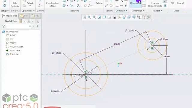 LESSON 07 : SKETCH EXAMPLE 2 in CREO смотреть онлайн