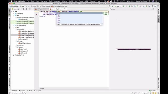 Make a Wave UI Design Android Studio Tutorial смотреть онлайн