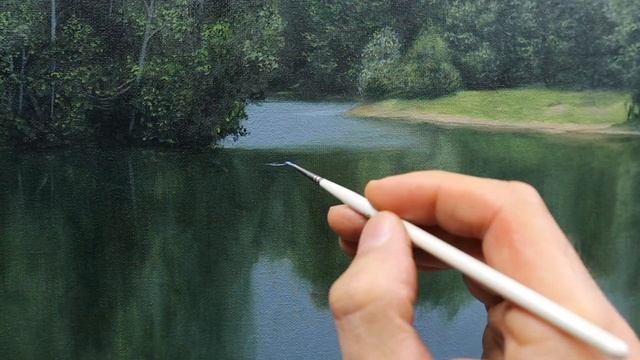 how to paint water - realistic lake water reflection tutorial смотреть онлайн