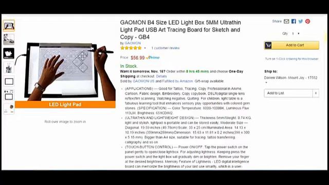 GAOMON B4 Size LED Light Box 5MM Ultrathin Light Pad смотреть онлайн