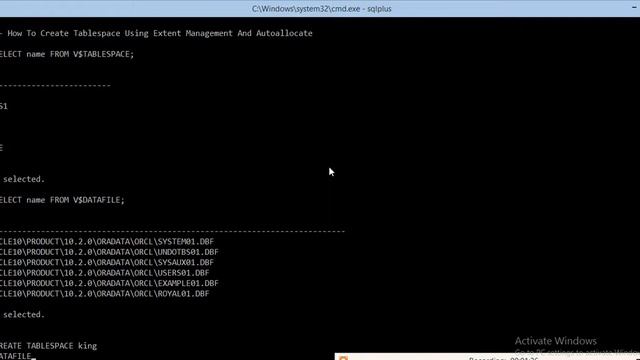Create Tablespace Using EXTENT MANAGEMET AND AUTOALLCATE смотреть онлайн
