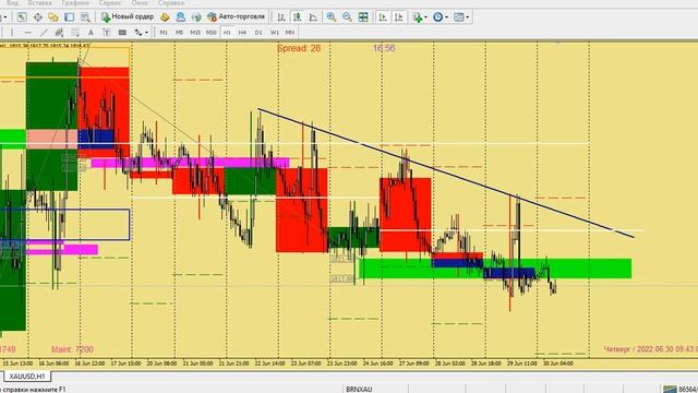 Обзор золота и нефти, XAU/USD, BRN, 30.06.22 смотреть онлайн