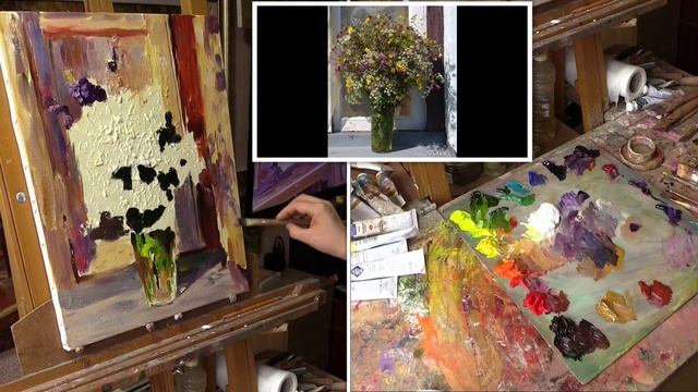 Работа маслом по фактурной акриловой пасте. Process of creating oil painting from Oleg Buiko. смотреть онлайн