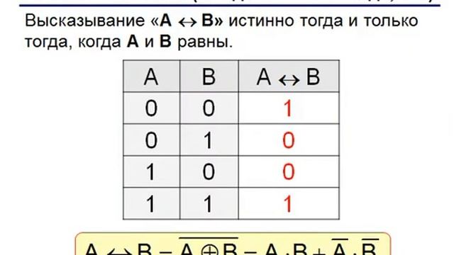Алгебра логики. Таблицы истинности. смотреть онлайн