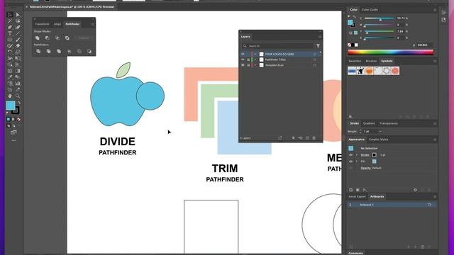 Ai - Chapter 7 - WORKING WITH PATHFINDERS for logo designs in Adobe Illustrator смотреть онлайн