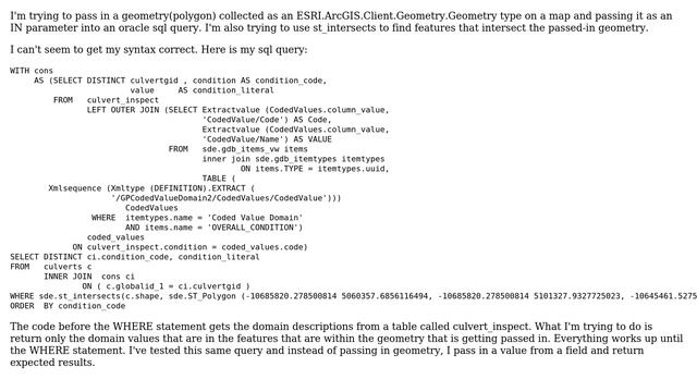 GIS: st_geometry syntax for Oracle Sql смотреть онлайн