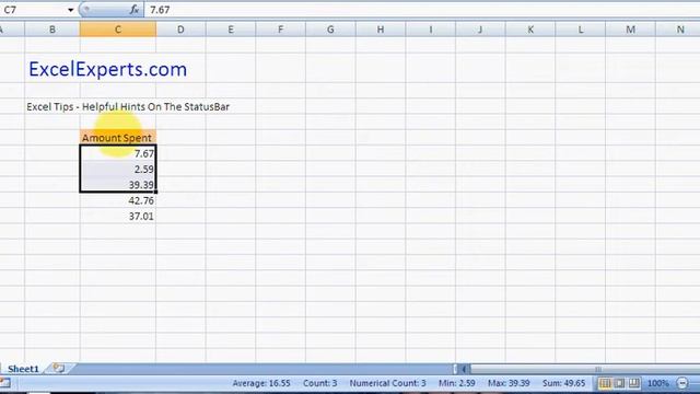 ExcelExperts.com - Excel Tips - Helpful Hints On The StatusBar смотреть онлайн
