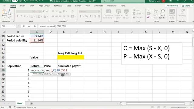 Monte Carlo Simulation Option Values in Excel смотреть онлайн