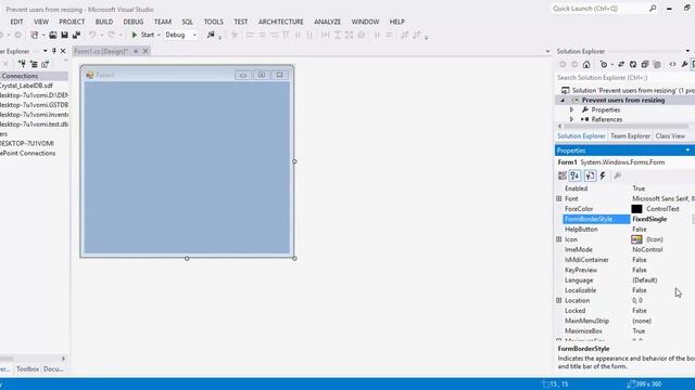 Prevent Users Resizing the window form size at Runtime. смотреть онлайн