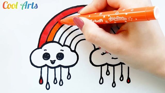 How to Draw a Rainbow and Clouds Easy with Coloring || Как нарисовать Радугу и Облака смотреть онлайн